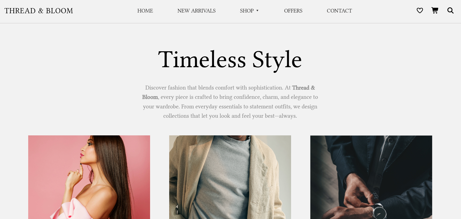 Thread & Bloom Fashion Website Screenshot